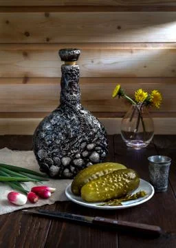 Image with pickled cucumbers. Stock Photos