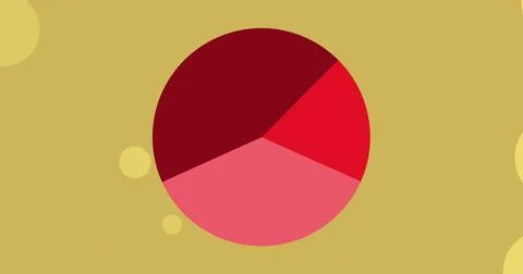 Image of pie chart and data processing over yellow background Foto stock