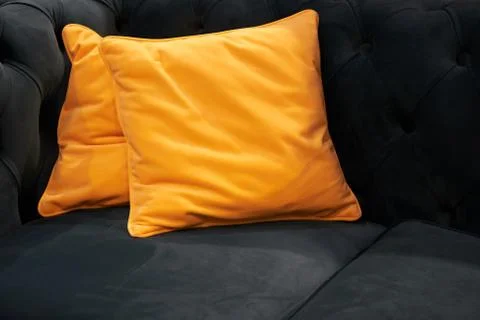 The image of the pillow lying on the bed. Stock Photos