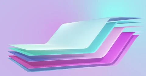 Image of pink to blue gradient layers waving over gradient background 스톡 사진