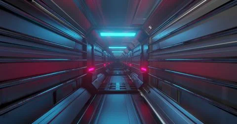 Image of pink lights over moving industrial tunnel Stock Photos