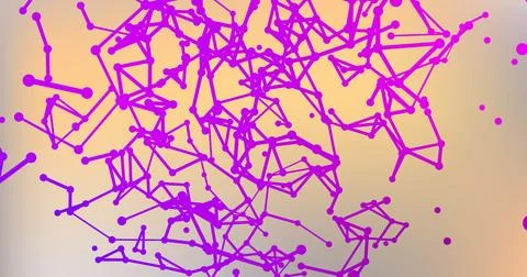 Image of pink network of connections over orange background Illustrazione stock