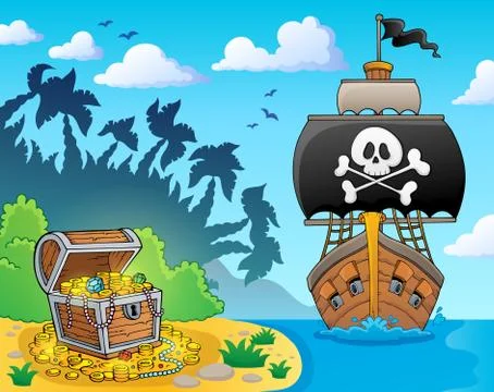 Image with pirate vessel theme Stock Illustration