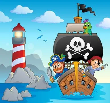 Image with pirate vessel theme Stock Illustration