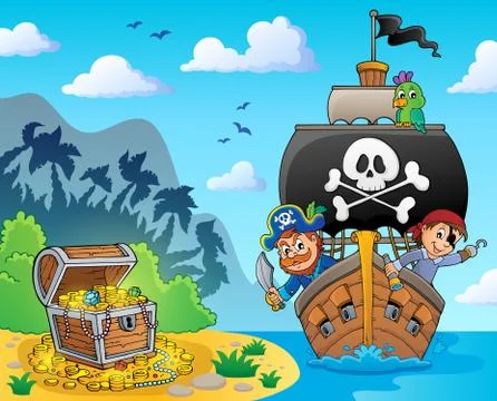 Image with pirate vessel theme Stock Illustration