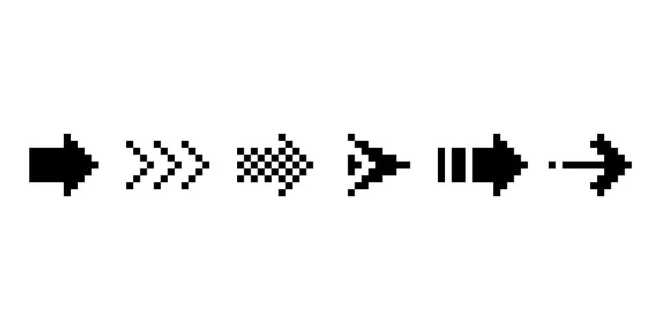 Image of pixel arrow. Vector illustration of pixel art. Illustrazione stock