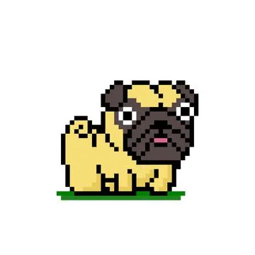 Image of Pixel boxer dog for 8 bit game assets. Stock Illustration
