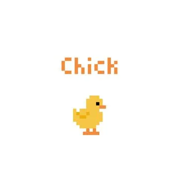 Image of pixel chicks for game assets. Stock Illustration