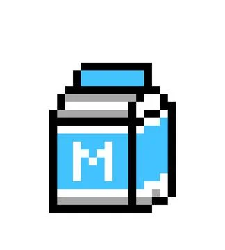 Image of pixel milk box. Vector illustration of a cross stitch. Stock Illustration