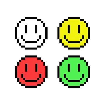 Image of pixel smile icon. Vector illustration of cross stitch and t-shirt pa Stock Illustration