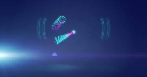 Image of pointer bouncing circles on blue background 스톡 일러스트