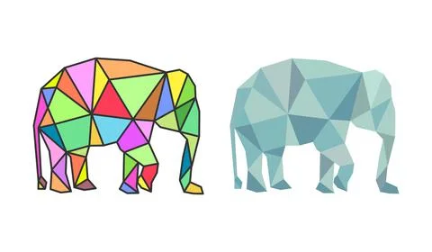 Image of polygonal elephant. logo vector illustration Illustrazione stock