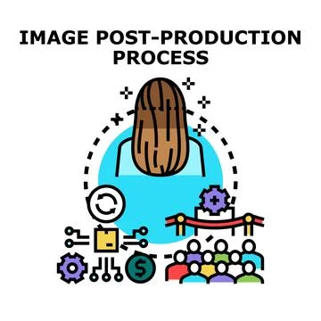 Image post production process concept involving creative work Illustrazione stock