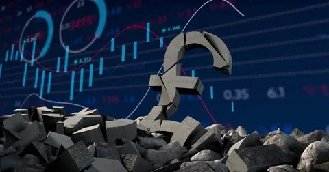 Image of pound symbol over data processing on black background Illustrazione stock