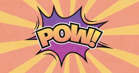 Image of pow text over orange stripes Stock Illustration