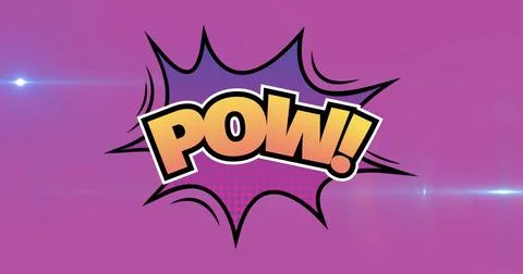 Image of pow text over retro star speech bubble on pink background Stock Illustration