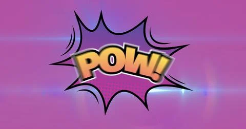Image of pow text over retro star speech bubble on pink background Stock Illustration