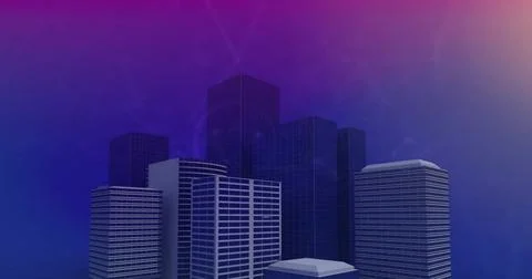 Image of power push button in circles, icon and connected dots over modern Stock Photos