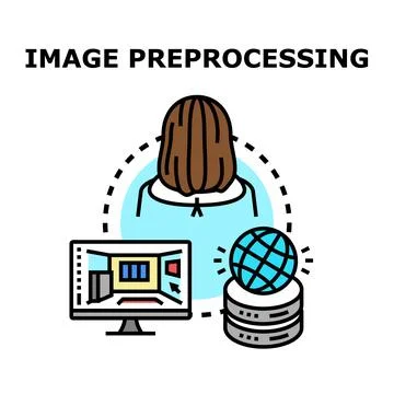 Image preprocessing concept with global data analysis Illustrazione stock