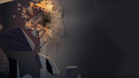 Image presenting smashed concrete wall Stock Illustration