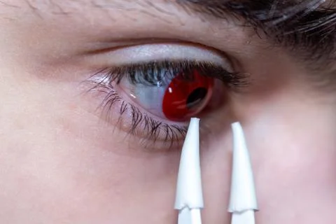 This image presents a captivating view of expressive eyes enhanced with vibra Фото