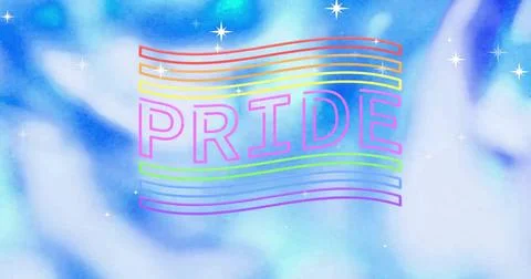 Image of pride text between lines and falling stars against abstract pattern Stock Illustration