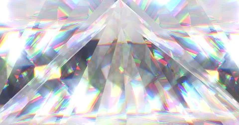 Image of prism light moving and reflecting on glass shapes over transparent Ilustração Stock