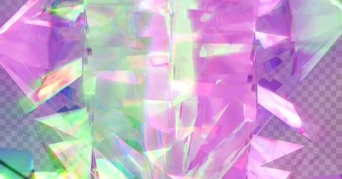 Image of prism light moving and reflecting on glass shapes over transparent Ilustração Stock