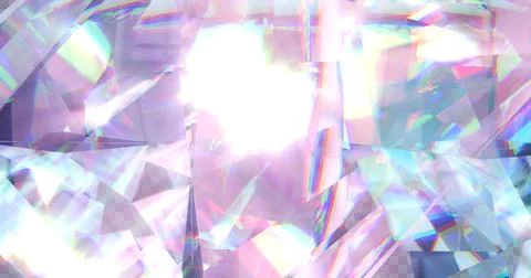 Image of prism light moving and reflecting on glass shapes over transparent Ilustração Stock