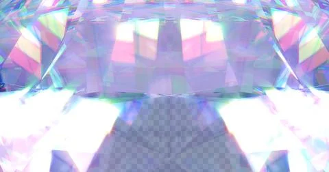 Image of prism light moving and reflecting on glass shapes over transparent Ilustração Stock