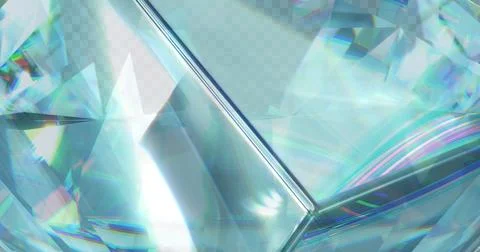 Image of prism light moving and reflecting on glass cube over transparent Ilustração Stock