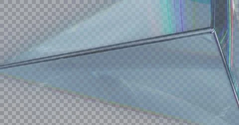 Image of prism light moving and reflecting on glass cube over transparent Ilustração Stock