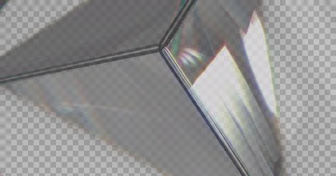 Image of prism light moving and reflecting on glass cube over transparent Ilustração Stock