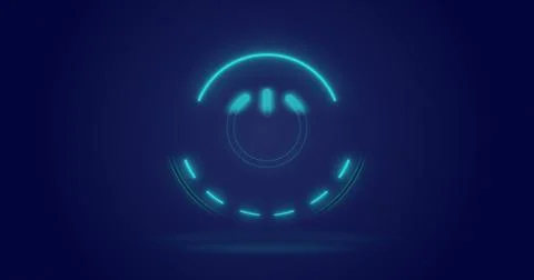 Image of processing circle and on button over navy background Stock Photos