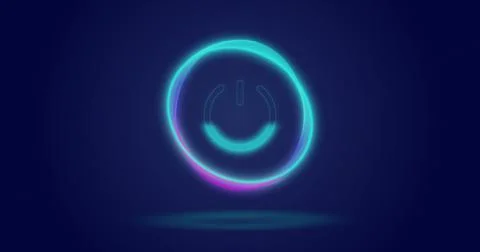 Image of processing circle and on button over navy background Stock Photos