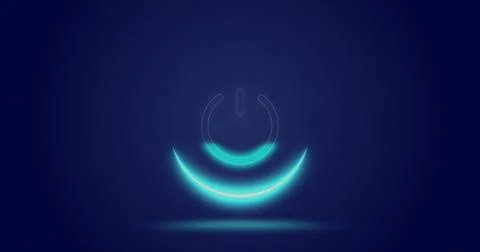 Image of processing circle and on button over navy background Stock Photos