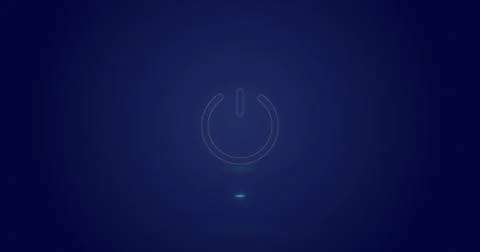 Image of processing circle and on button over navy background Stock Photos