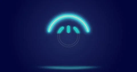 Image of processing circle and on button over navy background Stock Photos