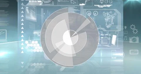 Image of processing circle and light on scientific graph and data Illustrazione stock