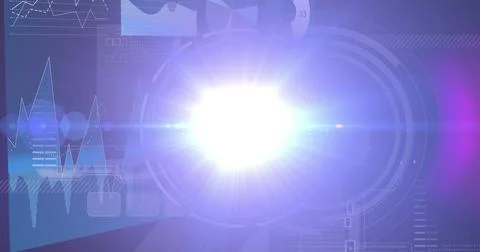 Image of processing circle and light on scientific graph and data 스톡 일러스트