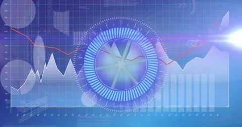 Image of processing circle and light on scientific graph and data Stock Illustration