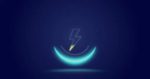 Image of processing circle and lightning over navy background Stock Photos