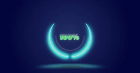 Image of processing circle and percents over navy background Stock Photos