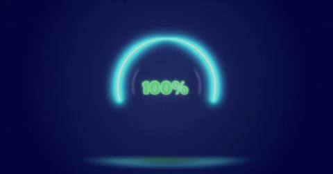 Image of processing circle and percents over navy background 스톡 사진