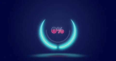 Image of processing circle and percents over navy background Stock Photos