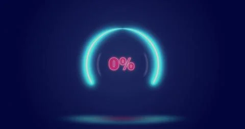 Image of processing circle and percents over navy background Stock Photos