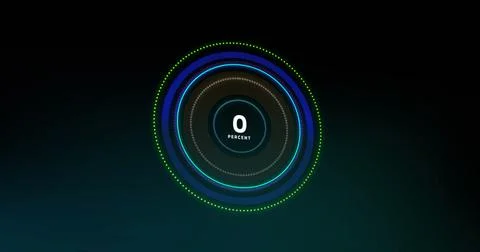 Image of processing circle and uploading on black background Illustrazione stock