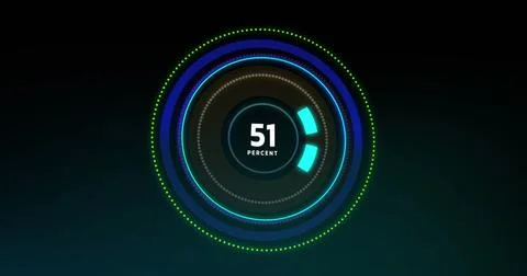 Image of processing circle and uploading on black background Illustrazione stock