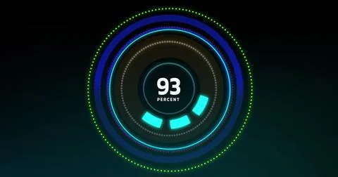 Image of processing circle and uploading on black background Illustrazione stock