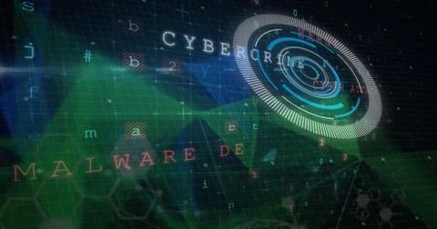 Image of processing circle, data and cybercrime in digital space Stock Illustration